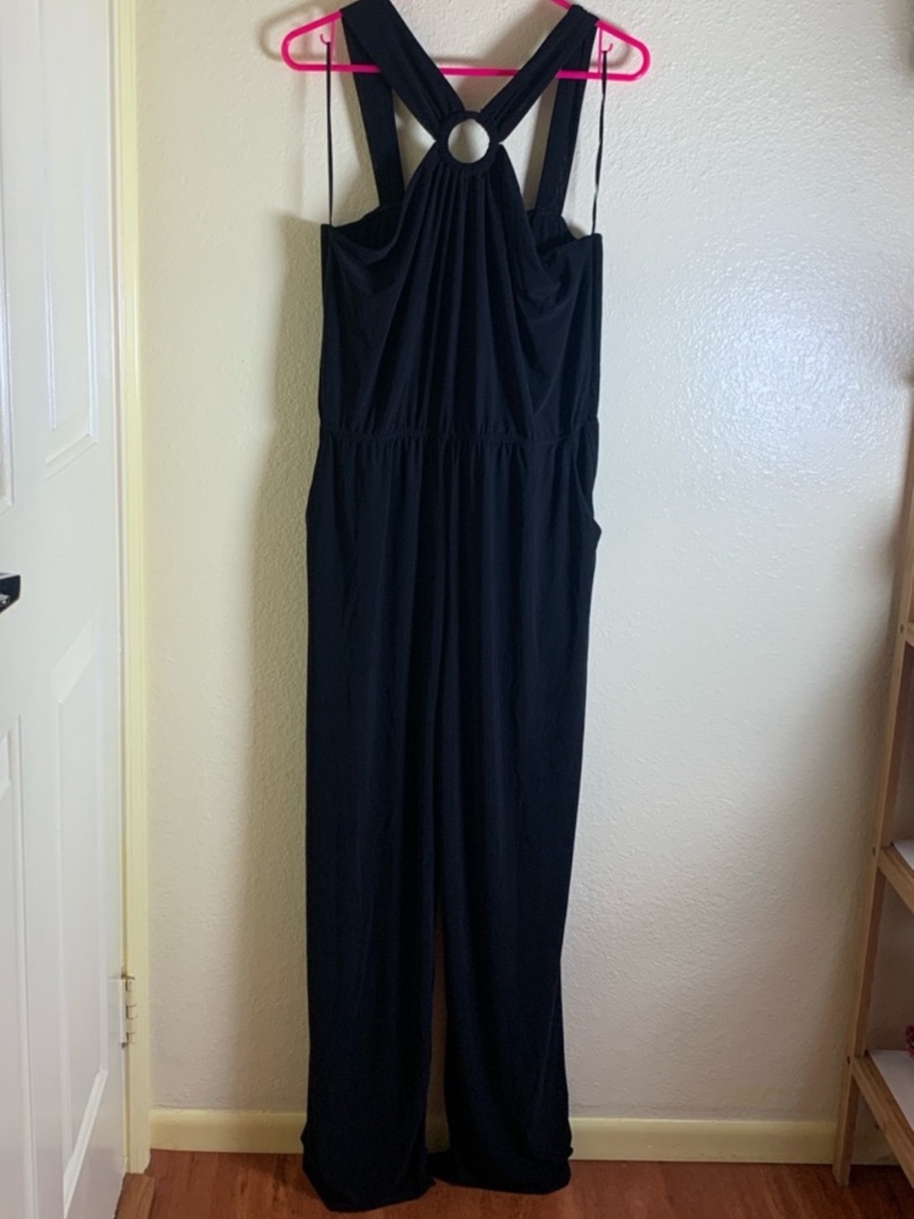 NWOT Kaileigh Black Jumpsuit with Ring Back, Size L
